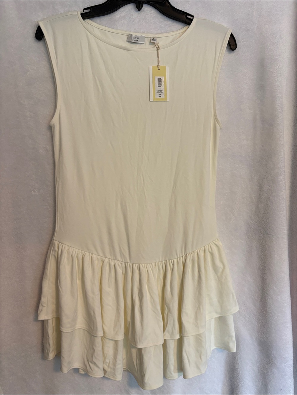 Wilfred Aritzia Cream Sleeveless Ruffle-Hem Dress - NWT